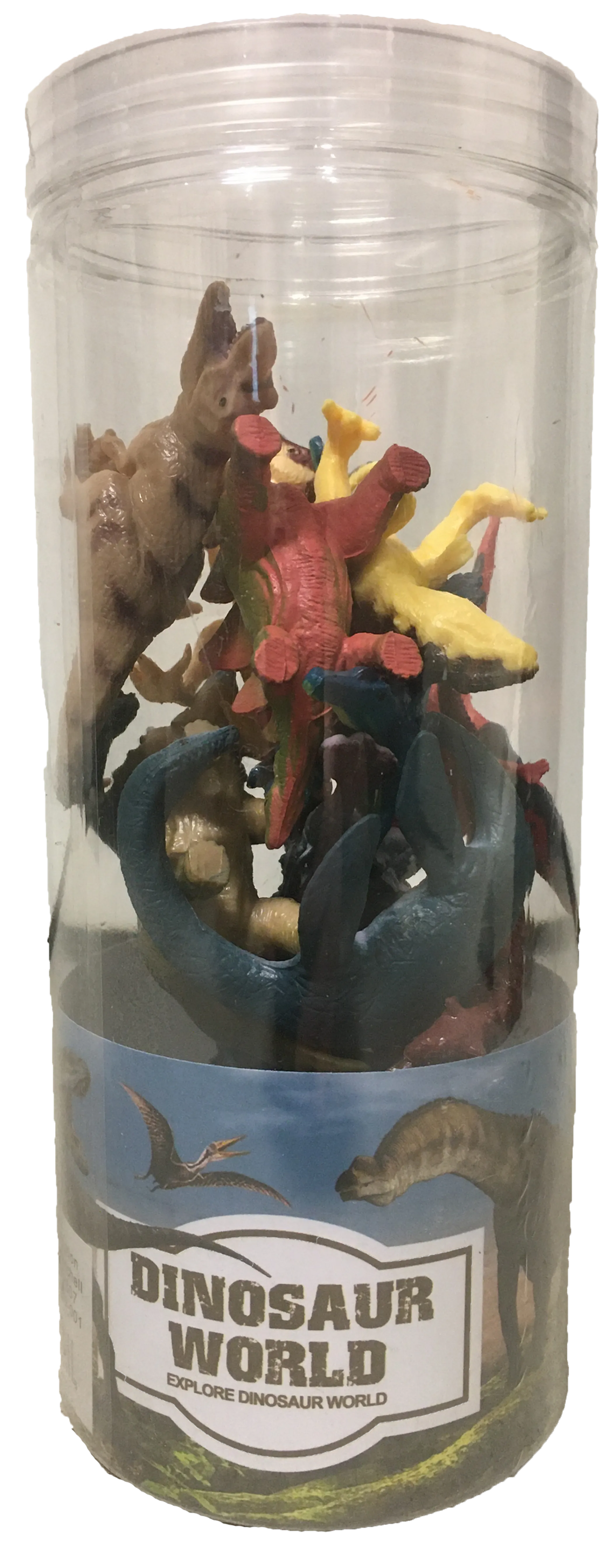 Dinosaur 3" Figurine Assortment in Clear Container, Collect All 12pcs