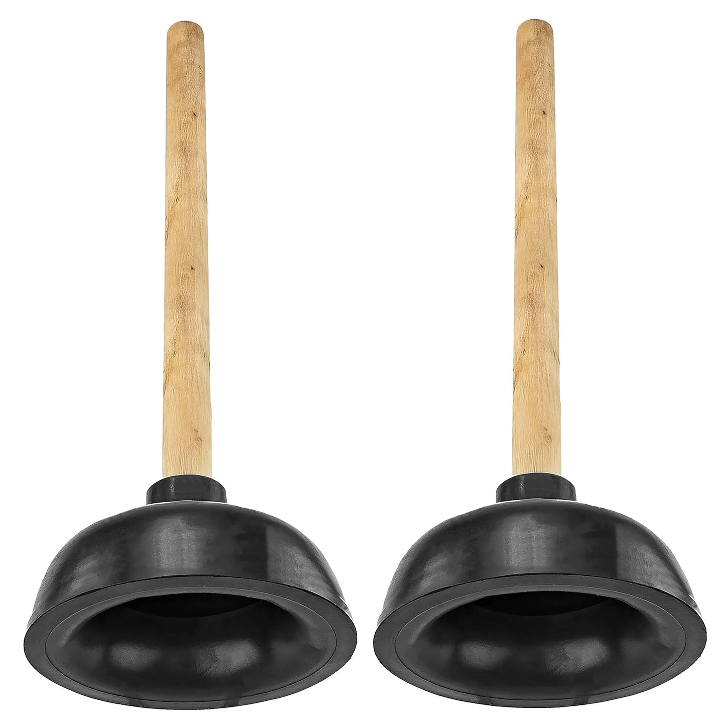 Heavy Duty Toilet & Sink Bathroom Plunger with Wooden Handle