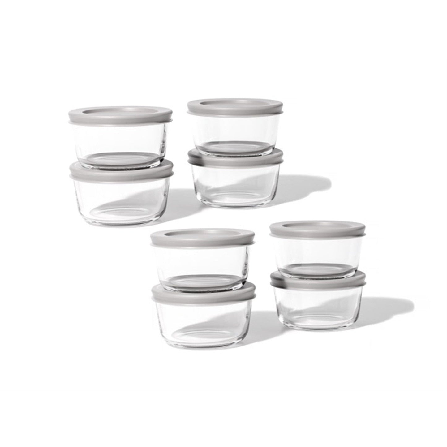 16 Piece Set (7Oz) Round Glass Storage Containers With Lids, Grey-4