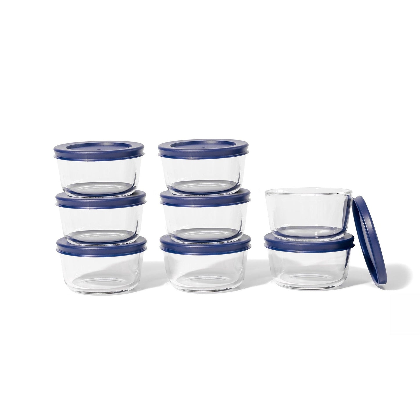 16 Piece Set (7Oz) Round Glass Storage Containers With Lids, Blue-4