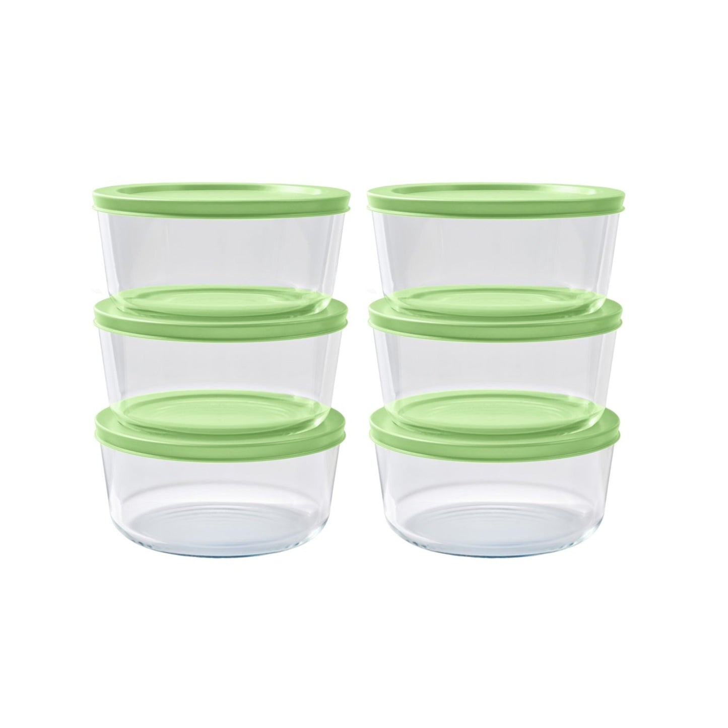 12 Piece Set (4 Cup / 32Oz ) Round Glass Storage Containers With Lids, Pistachio-0