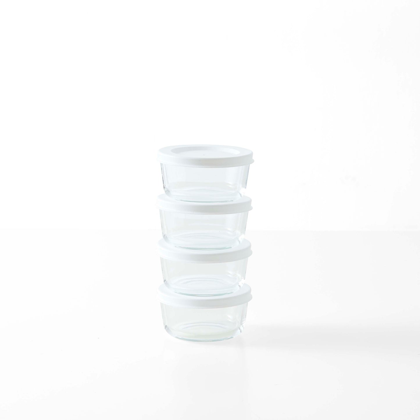 8 Piece Set (1 Cup / 8Oz) Round Glass Storage Containers With Lids, White-1