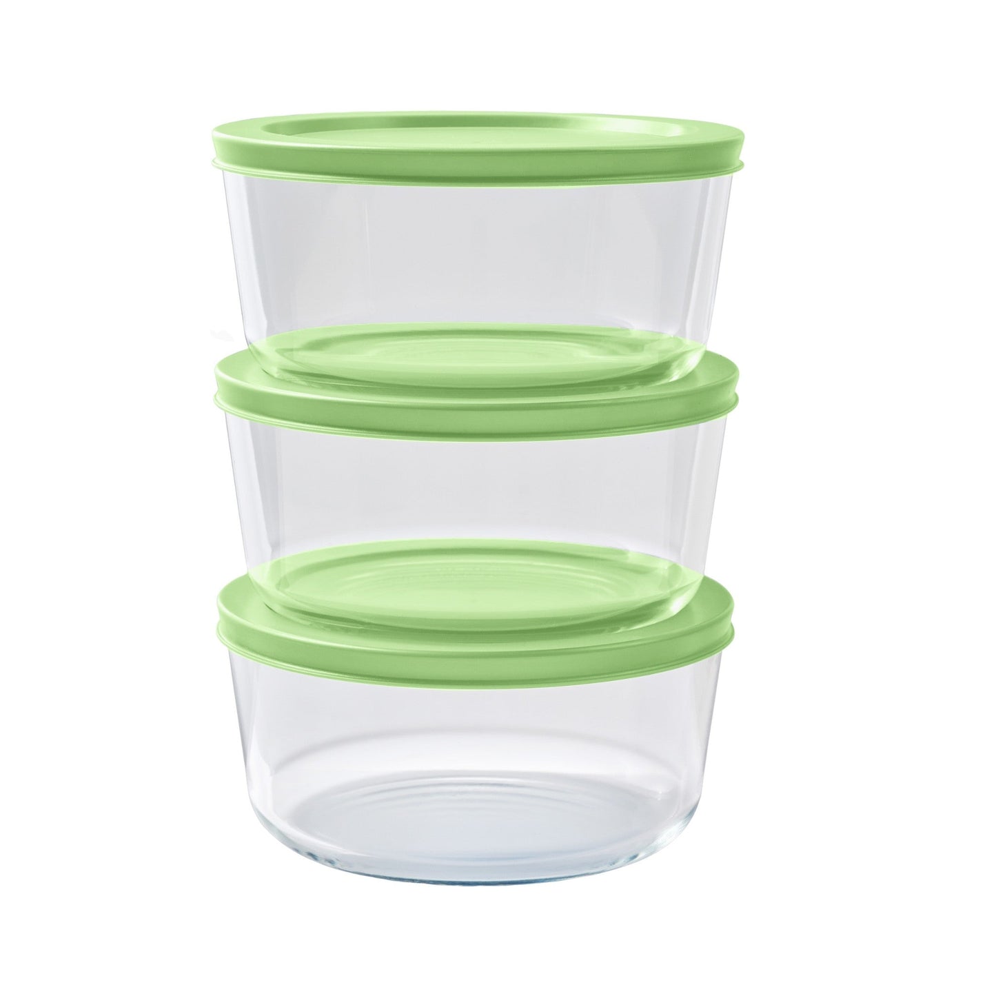 6 Piece Set (4 Cup / 32Oz) Round Glass Storage Containers With Lids, Pistachio-0