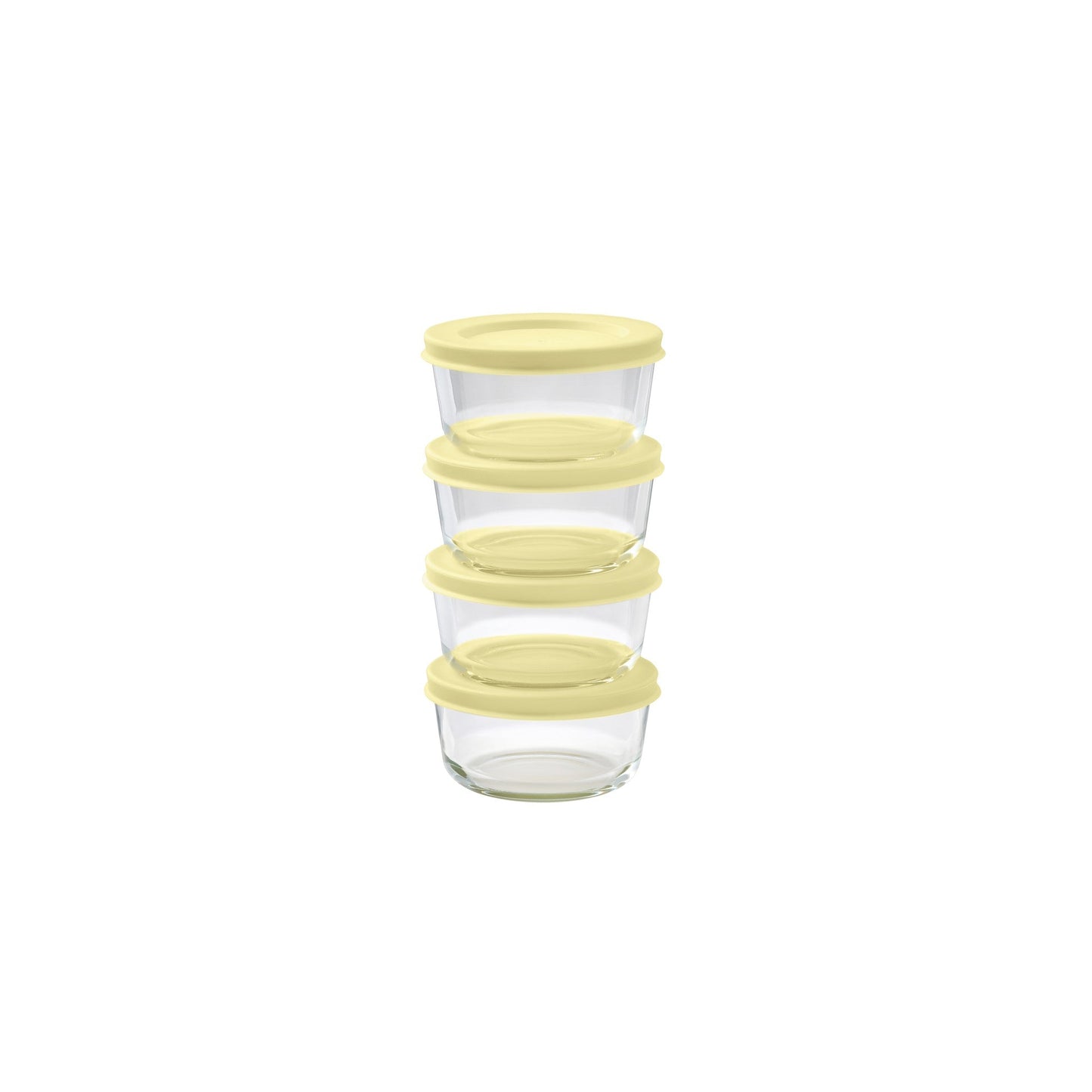 8 Piece Set (1 Cup / 8Oz) Round Glass Storage Containers With Lids, Sunlight Yellow