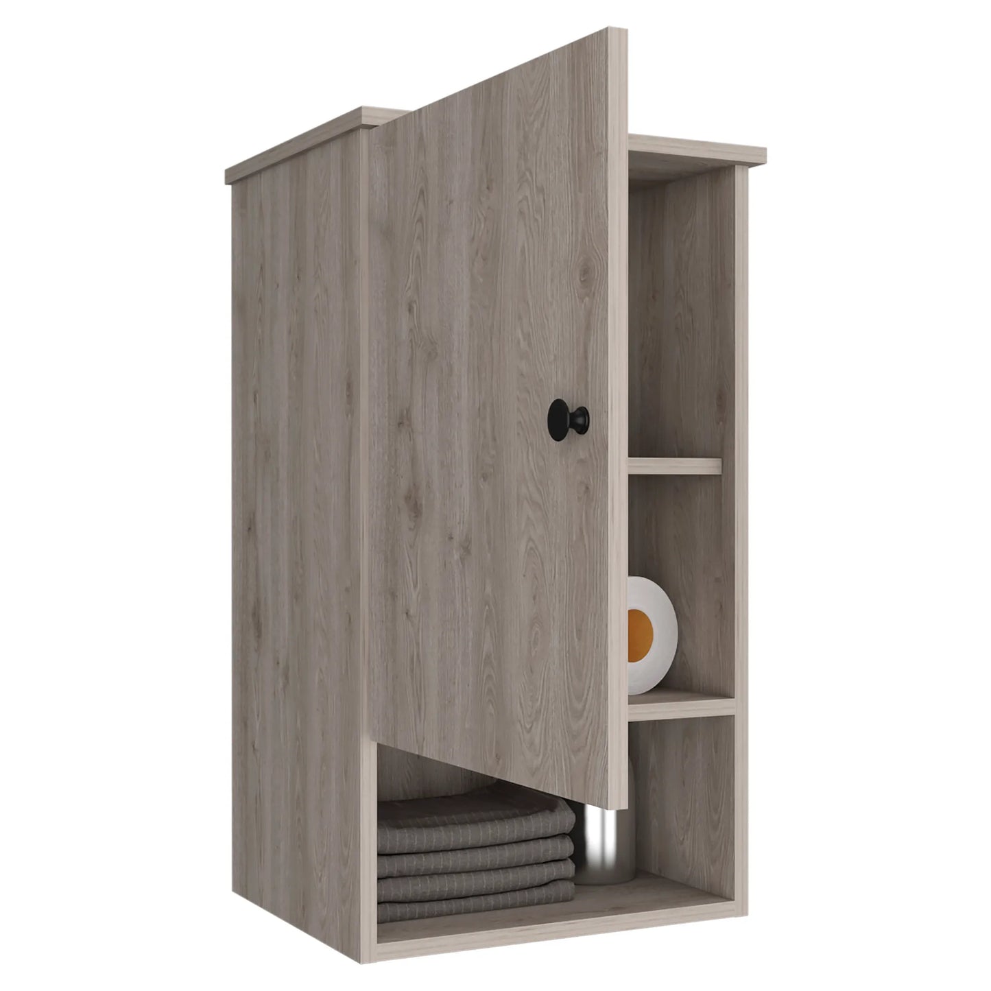 16" Light Gray Wood Floating Single Door Bathroom Vanity And Medicine Cabinet