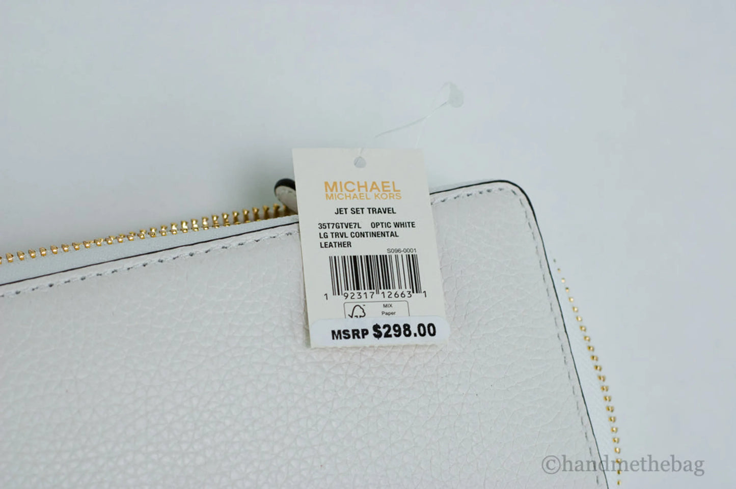 Michael Kors Jet Set Travel Optic White Gold Continental Wristlet Wallet