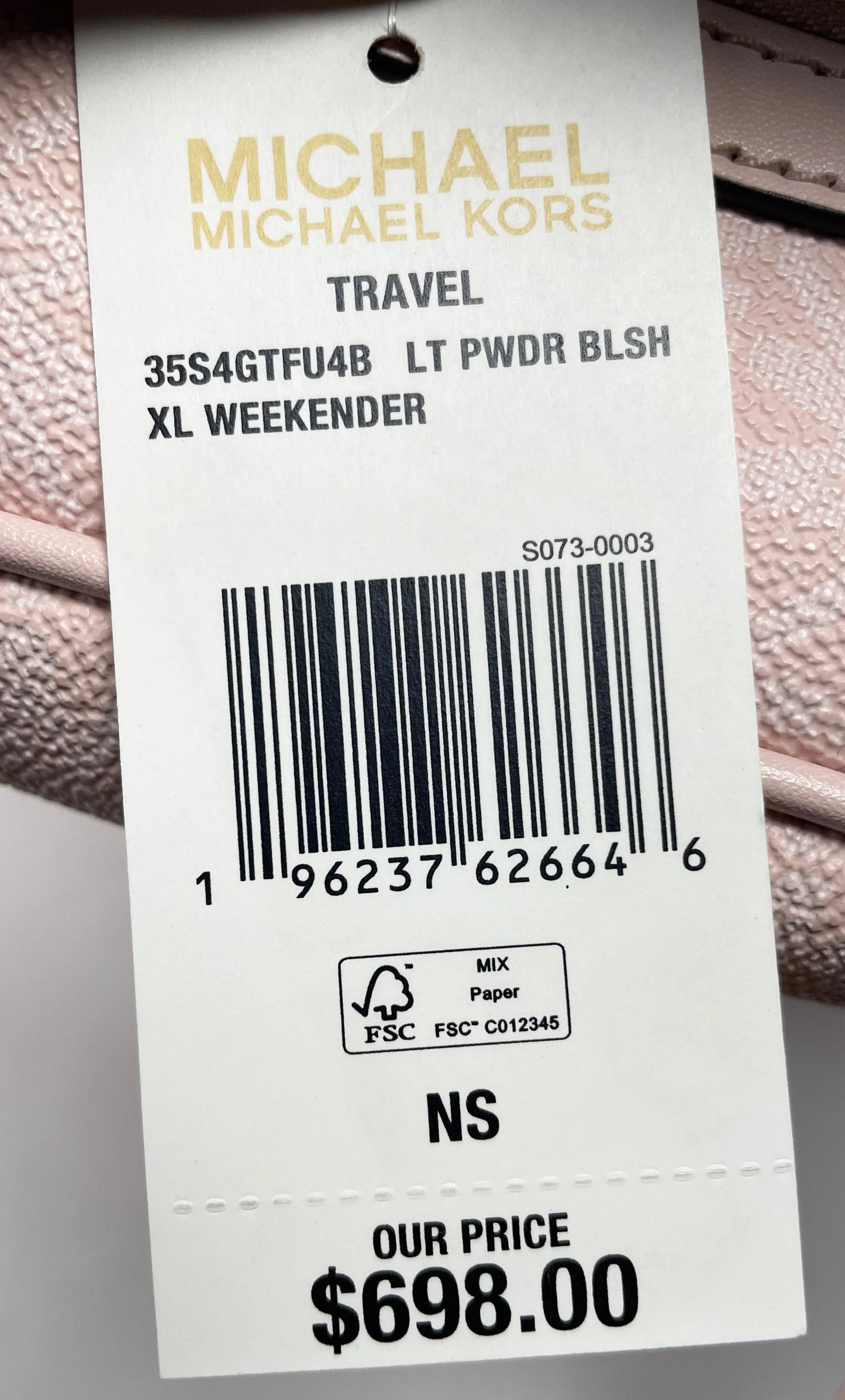 Michael Kors Travel Powder Blush Weekender
