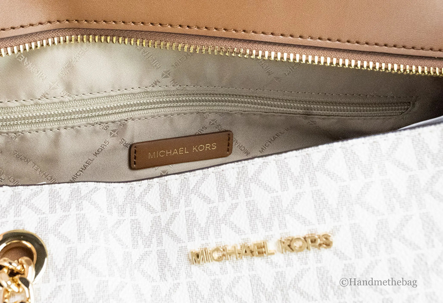 Michael Kors Jet Set Vanilla Zip Chain Tote