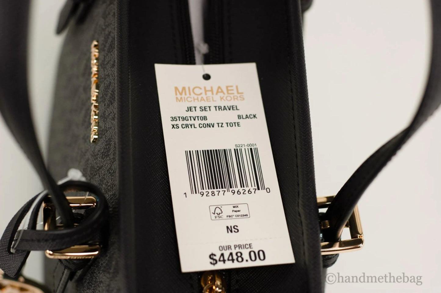 Michael Kors Jet Set XS Black Signature Gold Carryall Tote