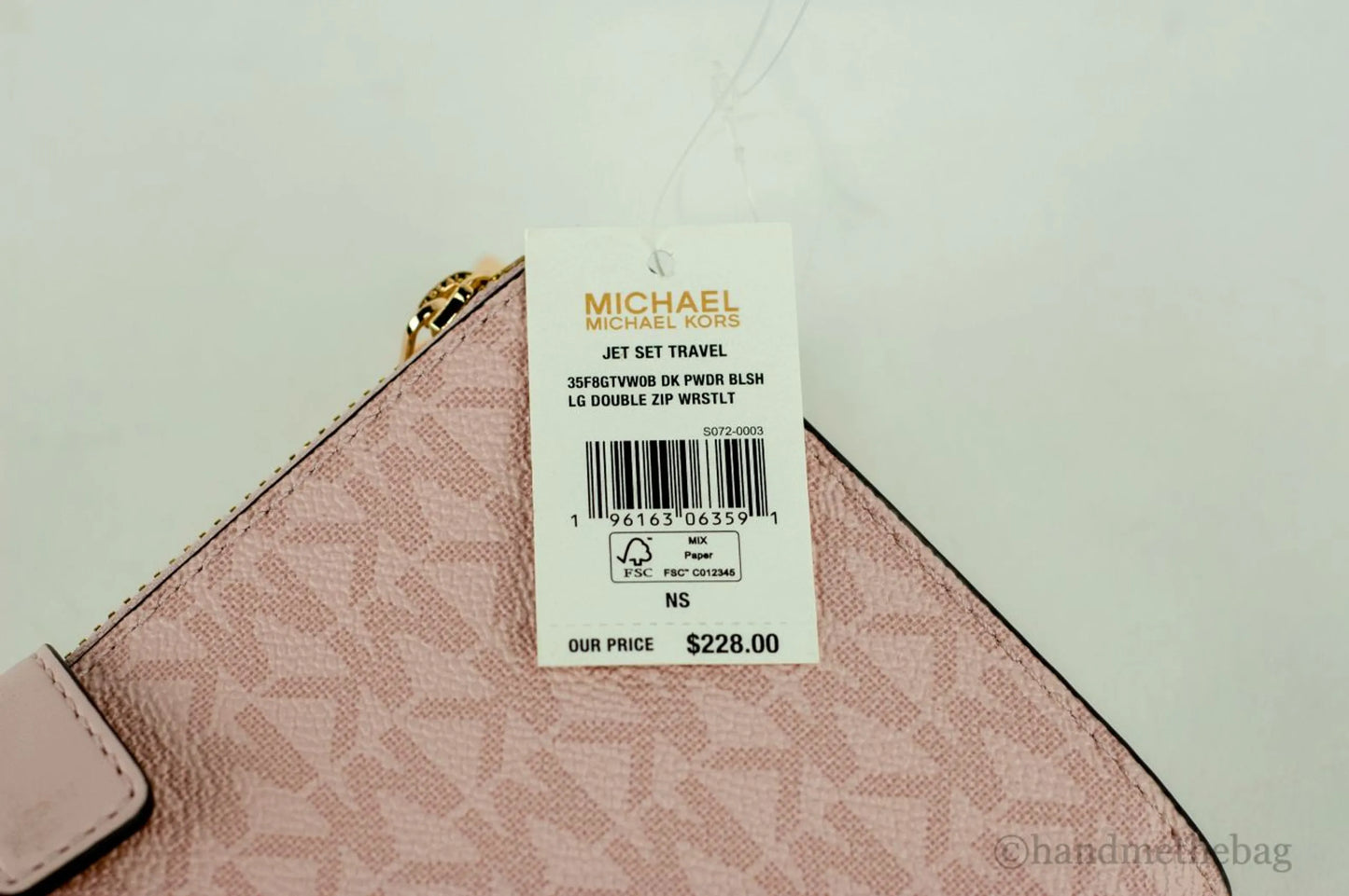 Michael Kors Jet Set Travel Dark Powder Blush PVC Double Zip Wrist Wallet