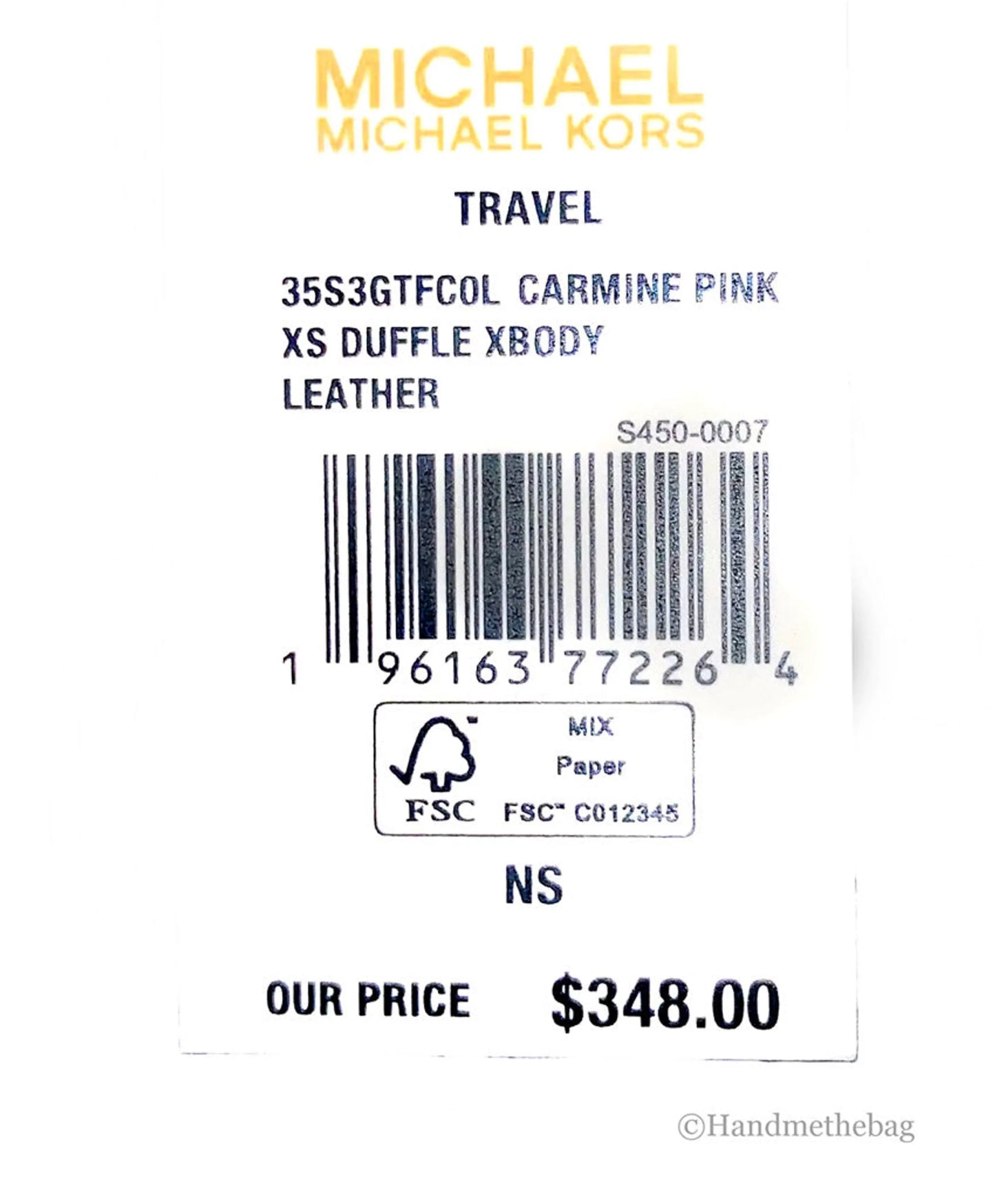 Michael Kors Travel XS Carmine Pink Leather Duffle Crossbody Bag