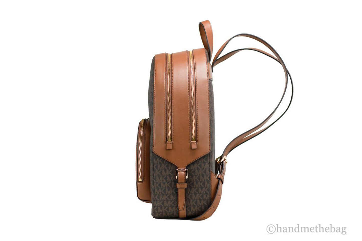 Michael Kors Jaycee Brown Zip Pocket Backpack