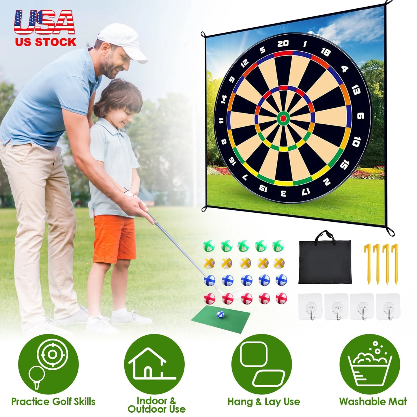 Golf Chipping Dart Game Mat Set