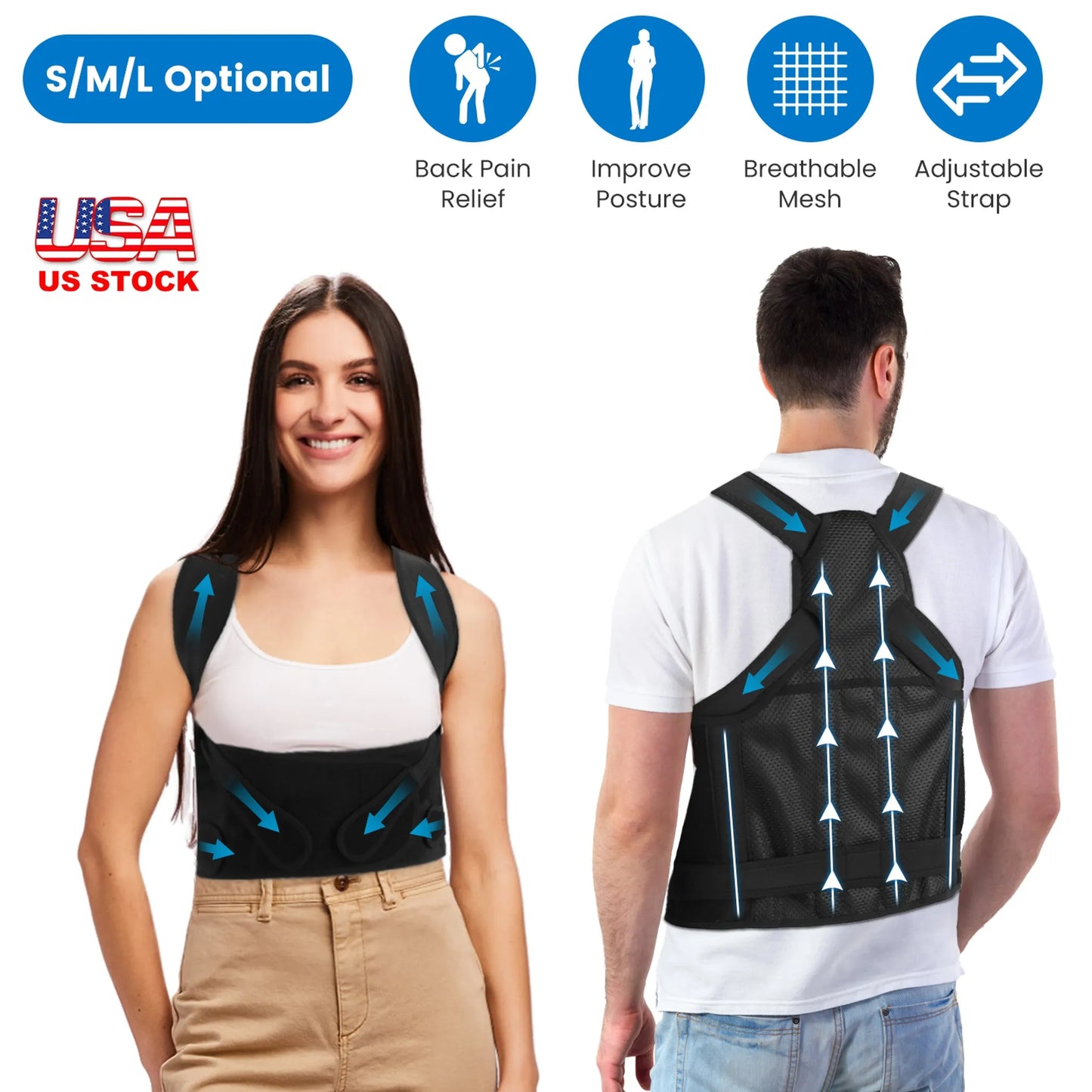 Posture Corrector for Women Men Adjustable Back Brace