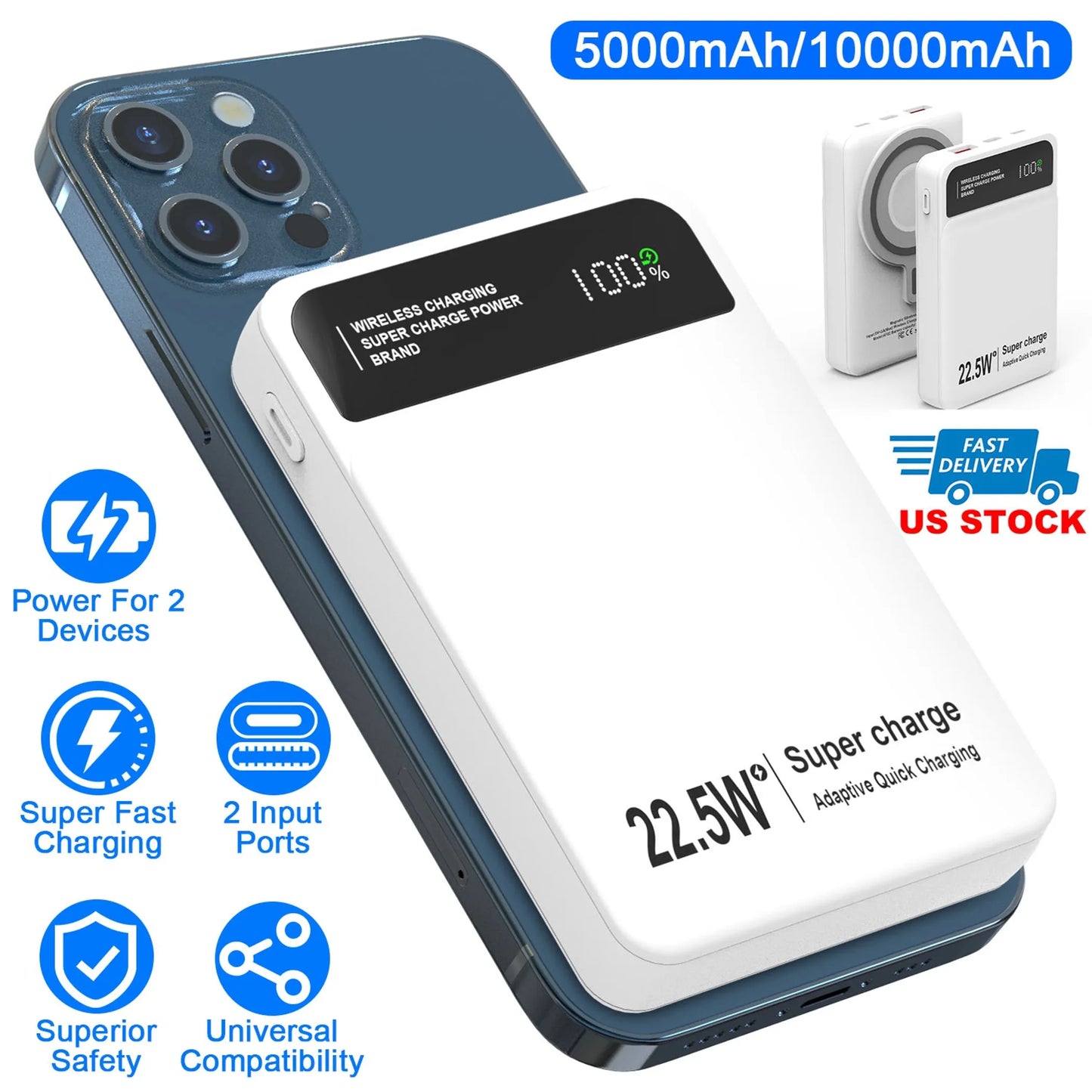 10000mAh Magsafe 3 In 1 Portable Charger