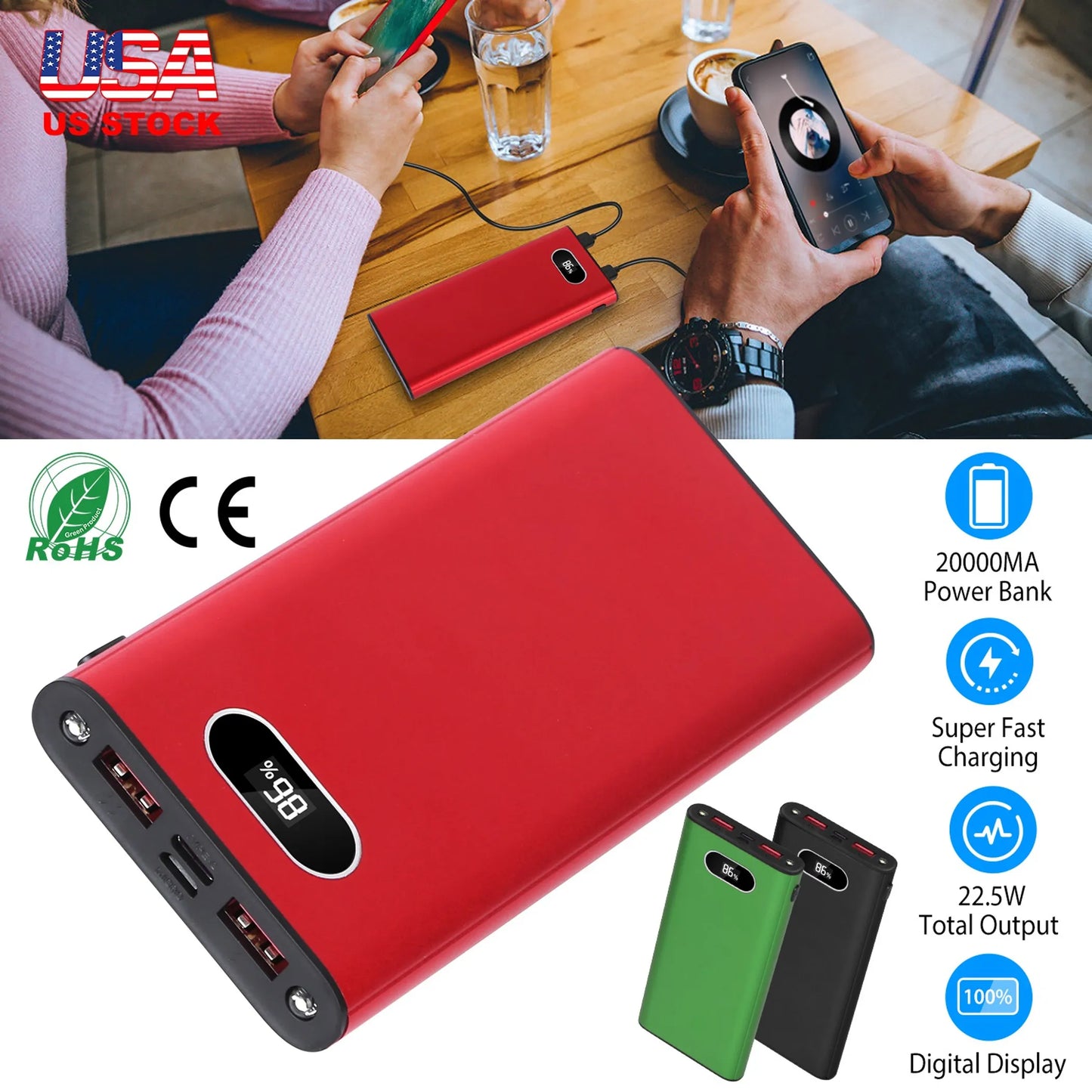 20000Mah Power Bank Portable Charger