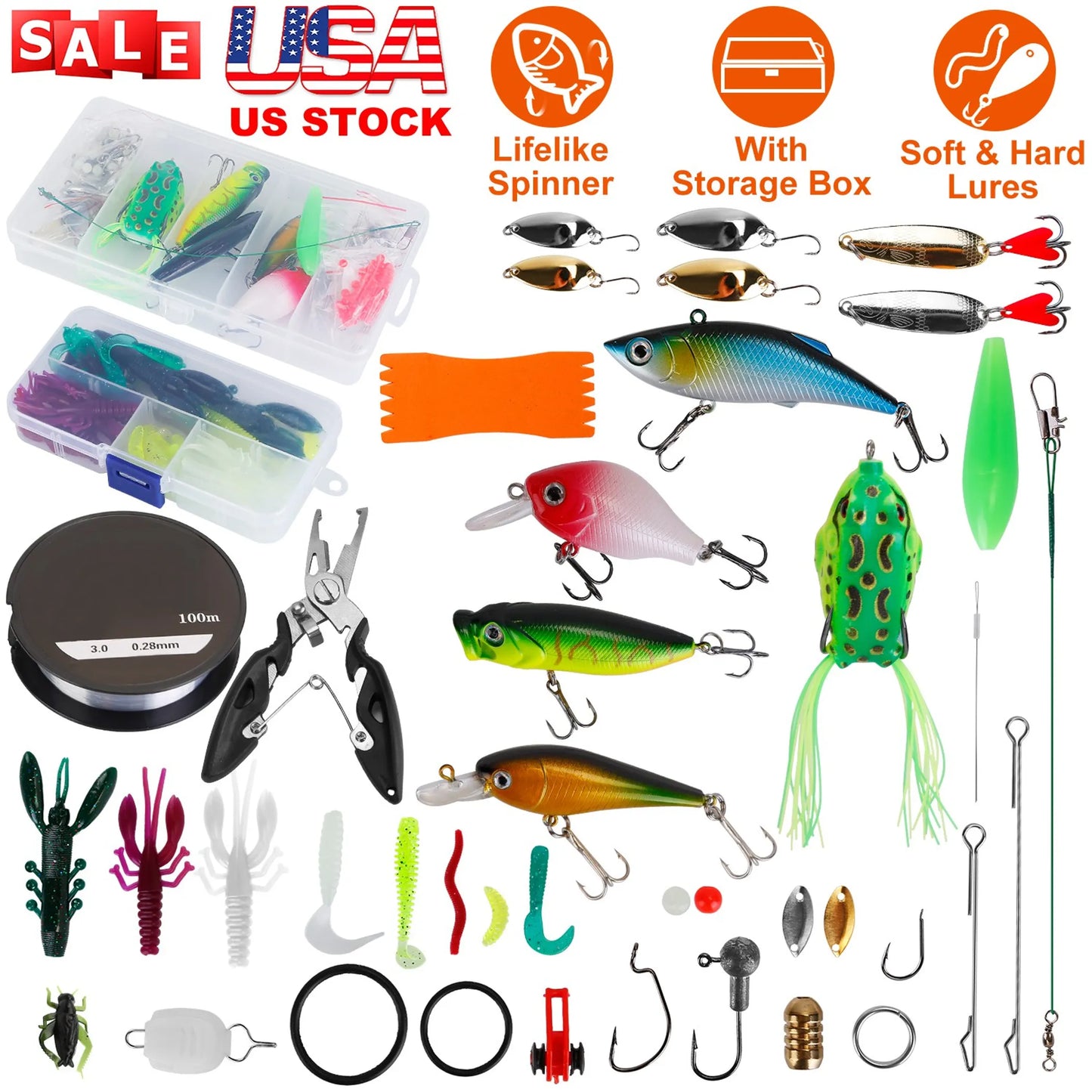 383Pcs Fishing Lures Tackle Box