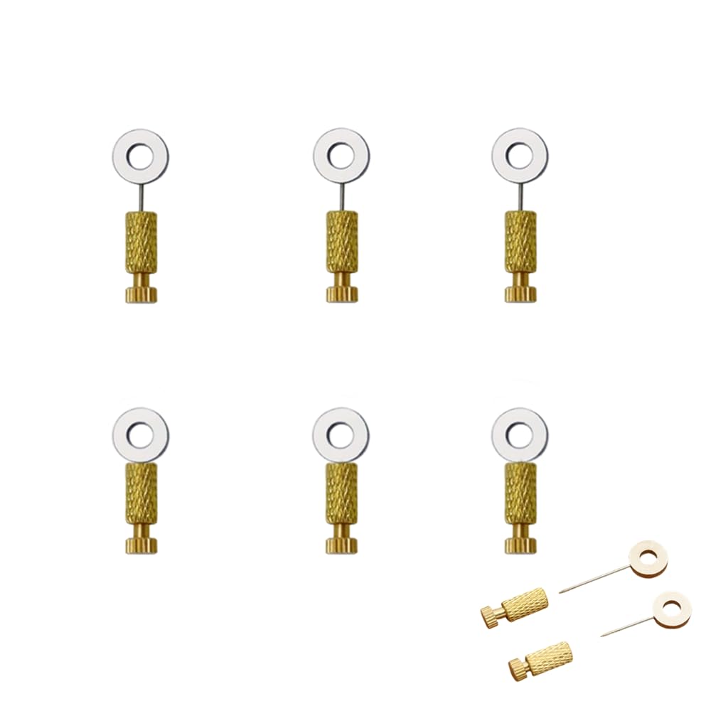 CURTEK 6Pcs Leather Suture Positioning Needles DIY Leathercraft Located Needles Leather Goods Fixed Edges Locking Pins for Leather Craft Stitching Fixing Auxiliary Tools, Gold, FGHHFG12 BST220