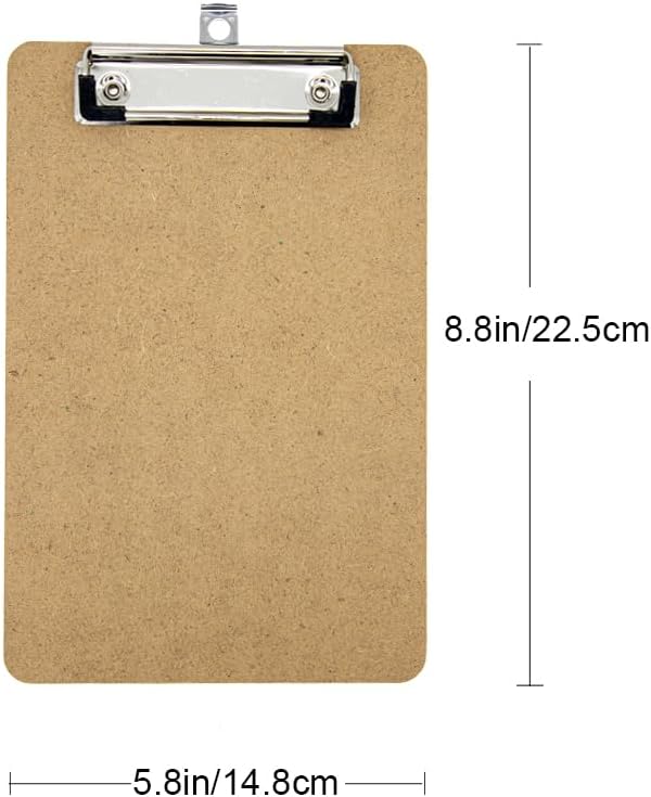 Wood Clipboard 8.74x5.82in, Memo Size A5 Clipboards Wooden Heavy Duty Clipboard with Low Profile Clip for Office, Teacher, Classroom & Back to School College Supplies, Pack of 5 BST326H