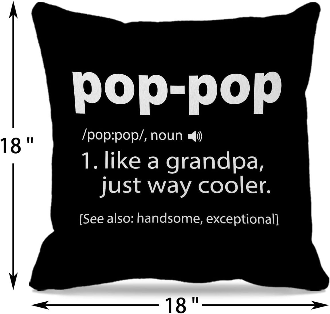 Grandpa Themed 18″×18″Pop-Pop Definition Decorative Throw Pillow Case for Home Living Room Sofa Couch Bed Decor,Grandpa Grandfather Birthday from Granddaughter Grandson BST202