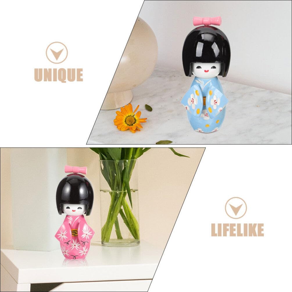 STOBAZA Japanese Kimono Doll Ornament 4.40In Collectible Figurine for Home Decor Tabletop Asian Style Decoration BST202