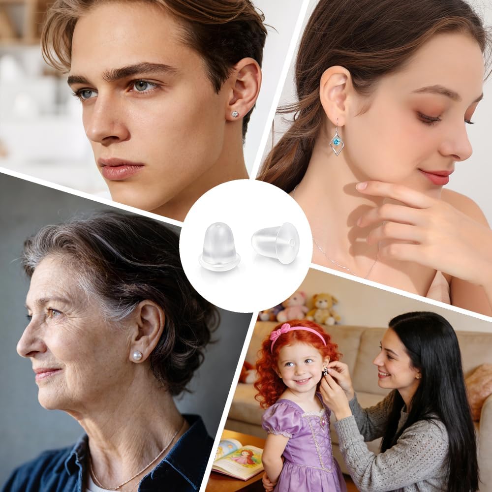 Silicone Earring Backs 1000 Pcs Small Earring Backings Soft Clear Earrings Stoppers Replacements Rubber Earring Back with Storage Box Hypoallergenic Earring Backs for Adults Women BST202