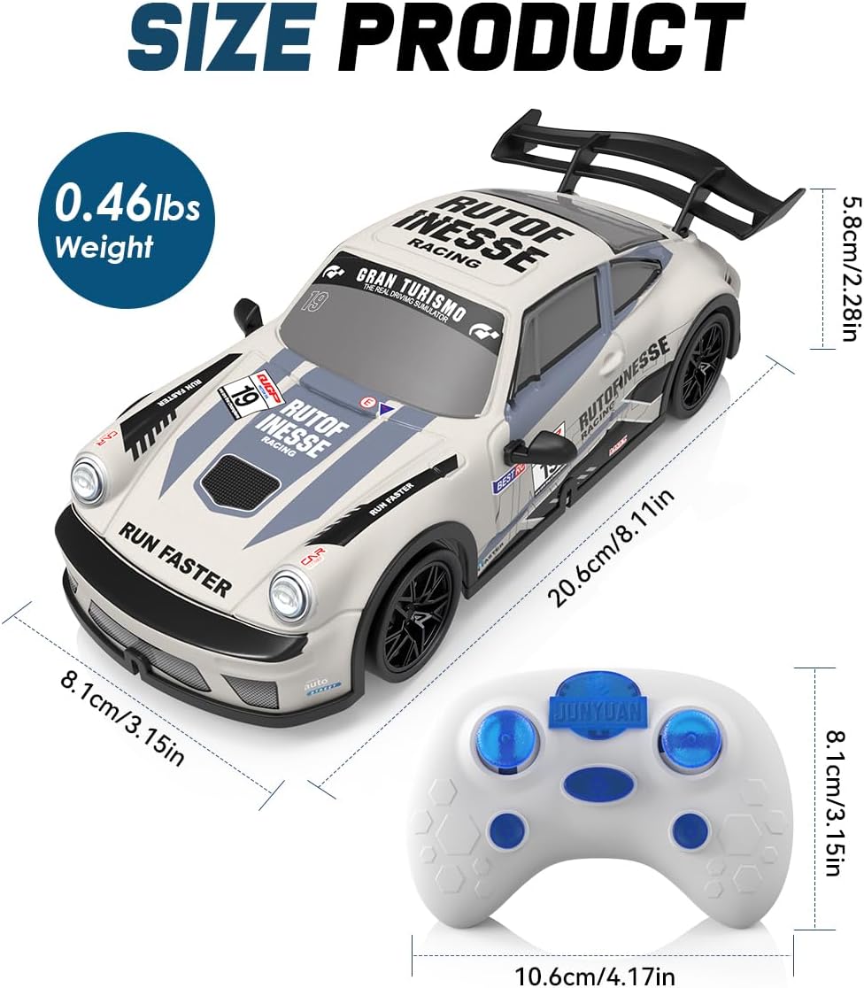 Remote Control Car - 2.4GHz RC Car Toys for Kids Lights Up High Speed Race Car Toys for Boys and Girls Gifts 3+ Years Old WN420