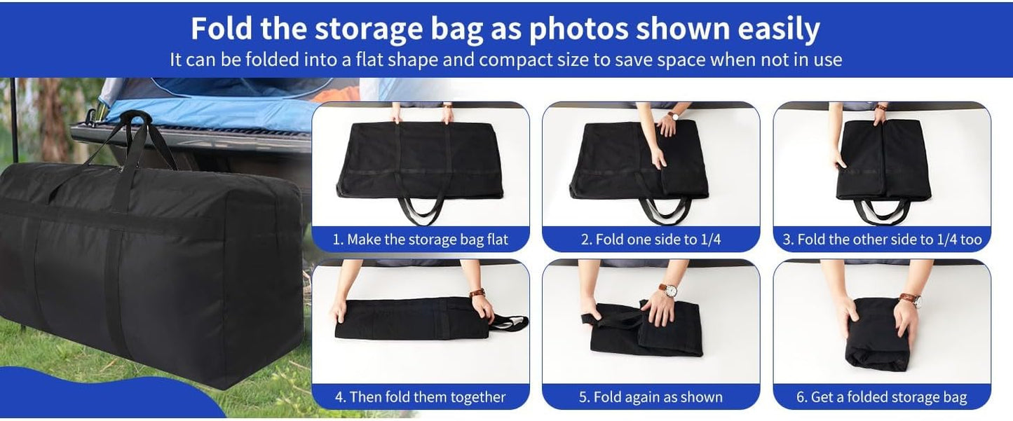 Foldable Storage Duffle Bag Huge Moving Bag Great for House Moving, Overnight Camping, Traveling, Large Items Storage, College Dorms and More (387L Black) BST326H