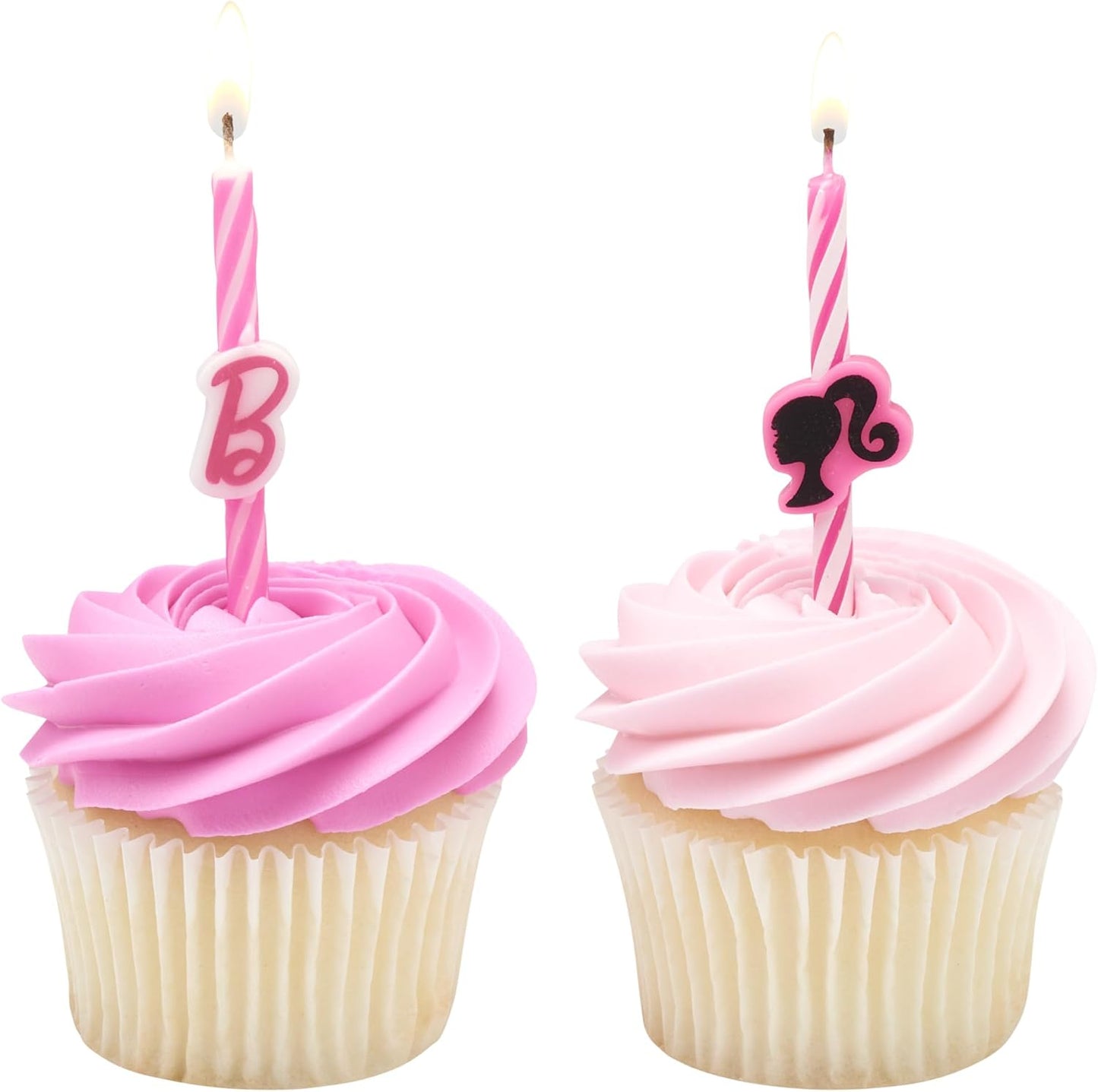 Barbie™ Birthday Cake Candles | 6 Birthday Candles for Cake Decorations, Pink Stripe Candles, Cake Toppers for Barbie Party WN420