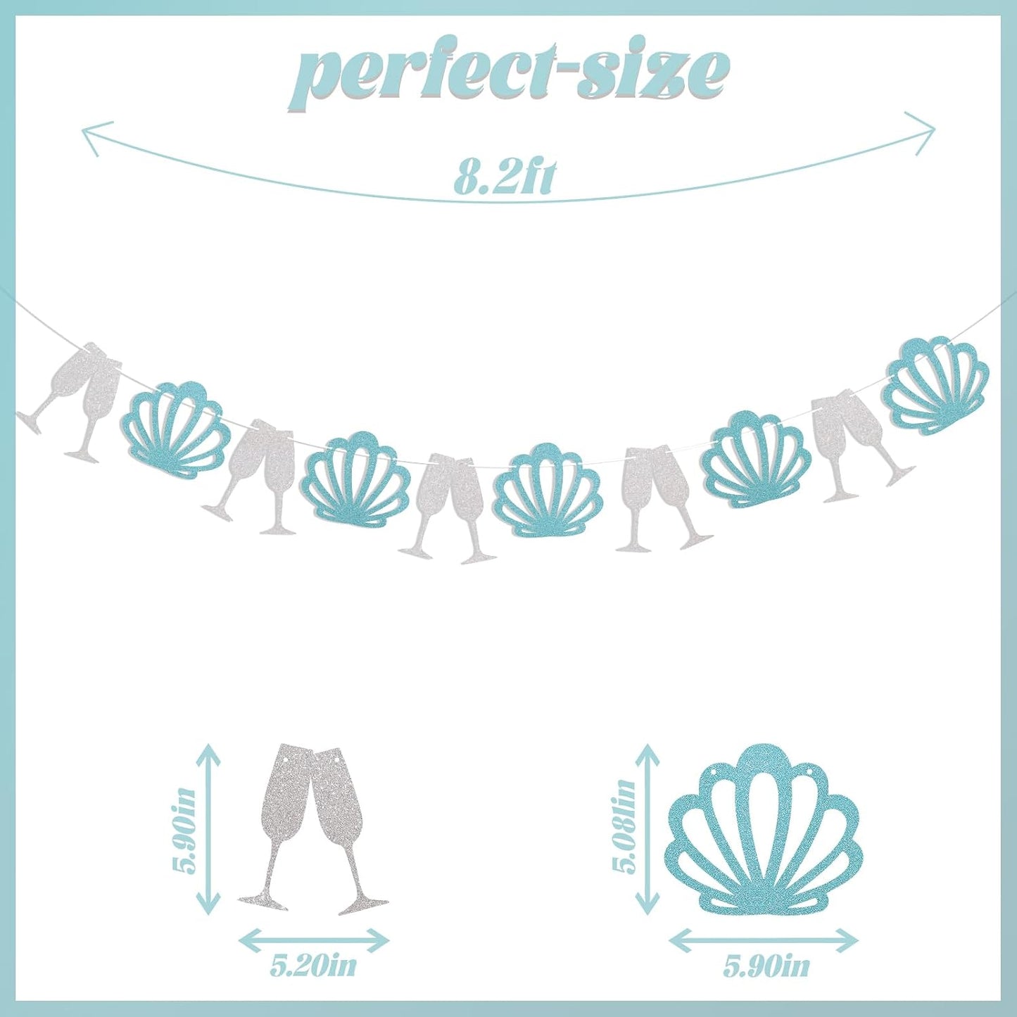 Coastal Bachelorette Party Decorations - Champagne Seashell Garland - Last Toast On The Coast Banner, Seashells & Wedding Bells Decor, Coastal Bachelorette Party Favors BST220
