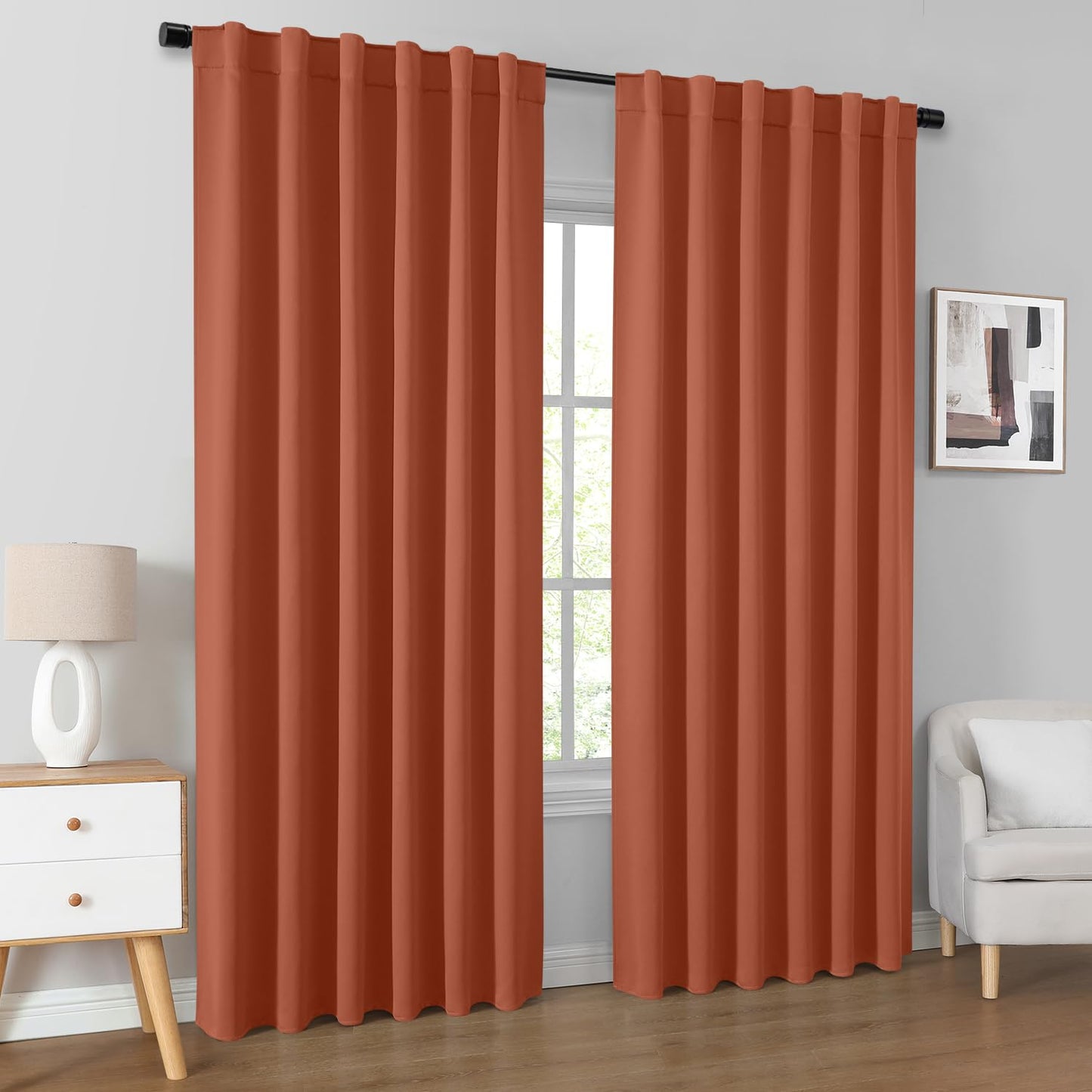 HOMEIDEAS Blackout Curtains, 2 Pages Grey Gray Room Darkening Bedroom Pinch Pleated Curtains Thermal Insulated Back Tab Rod Pocket Drapes for Bedroom, W52 x L63 BST326H