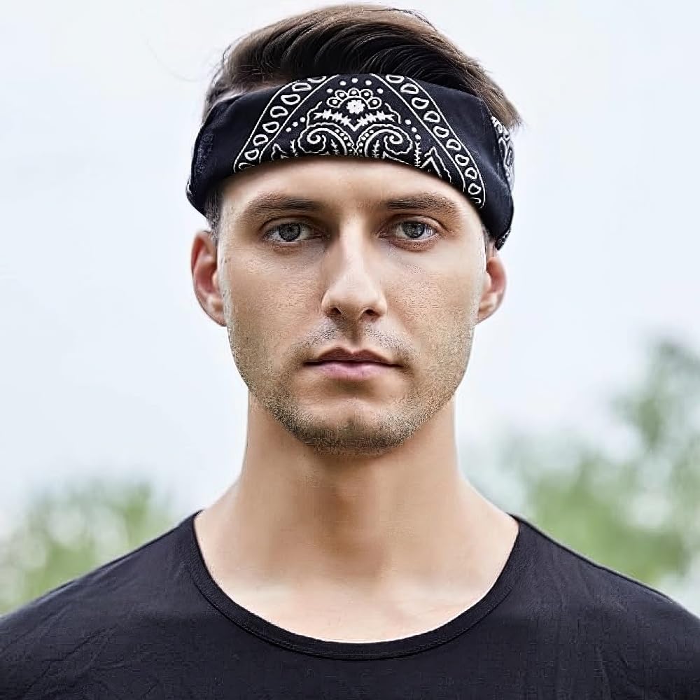 Black Cotton Bandana - 20"x20" (Pack of 1) - Vibrant & Soft, Versatile Accessory for Fashion, Costumes, and Outdoor Adventures WN420