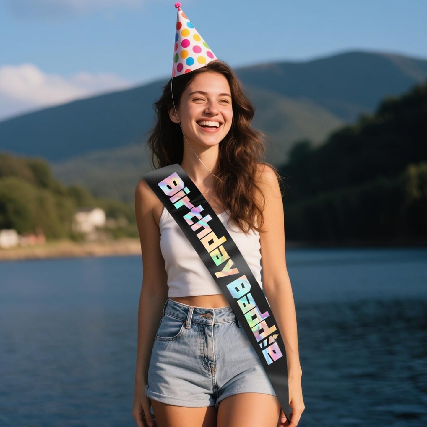 Generic Birthday Baddie Sash, Funny Black + Iridescent Foil Letters, 1 Pcs, Multi-Item Party Favor Packs, For Women, Birthday Party Decorations, Supplies, Favors BST202