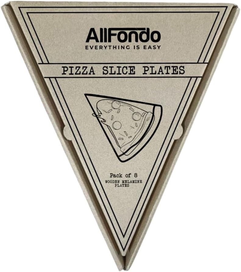 Pizza Slice Shapped Plates - Set of 8 | Melamine Dinnerware Set | BPA-Free, Durable & Dishwasher Safe | Fun Pizza Gift Packaging – Elegant Style for Pizza & More (for Up to 20" Diameter Pizza) BST220