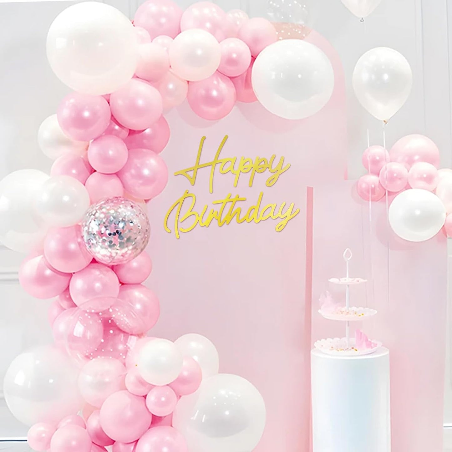 LOGJAM Happy Birthday Wooden Sign For Backdrop, Gold Wall Decor, Rustic Letters Birthday Party Decoration BST220