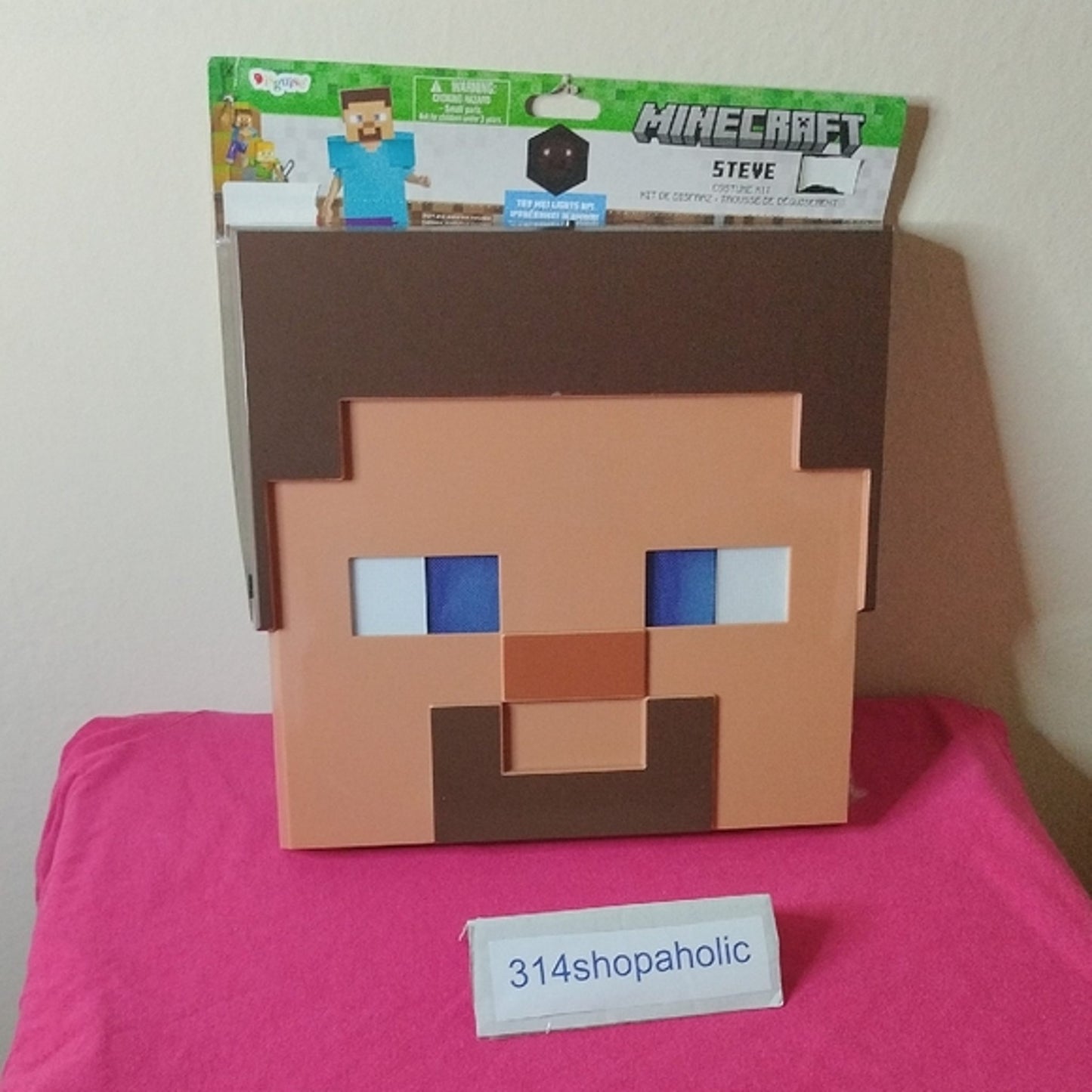 Minecraft Steve Costume Kit Light Up Mask & Overlay