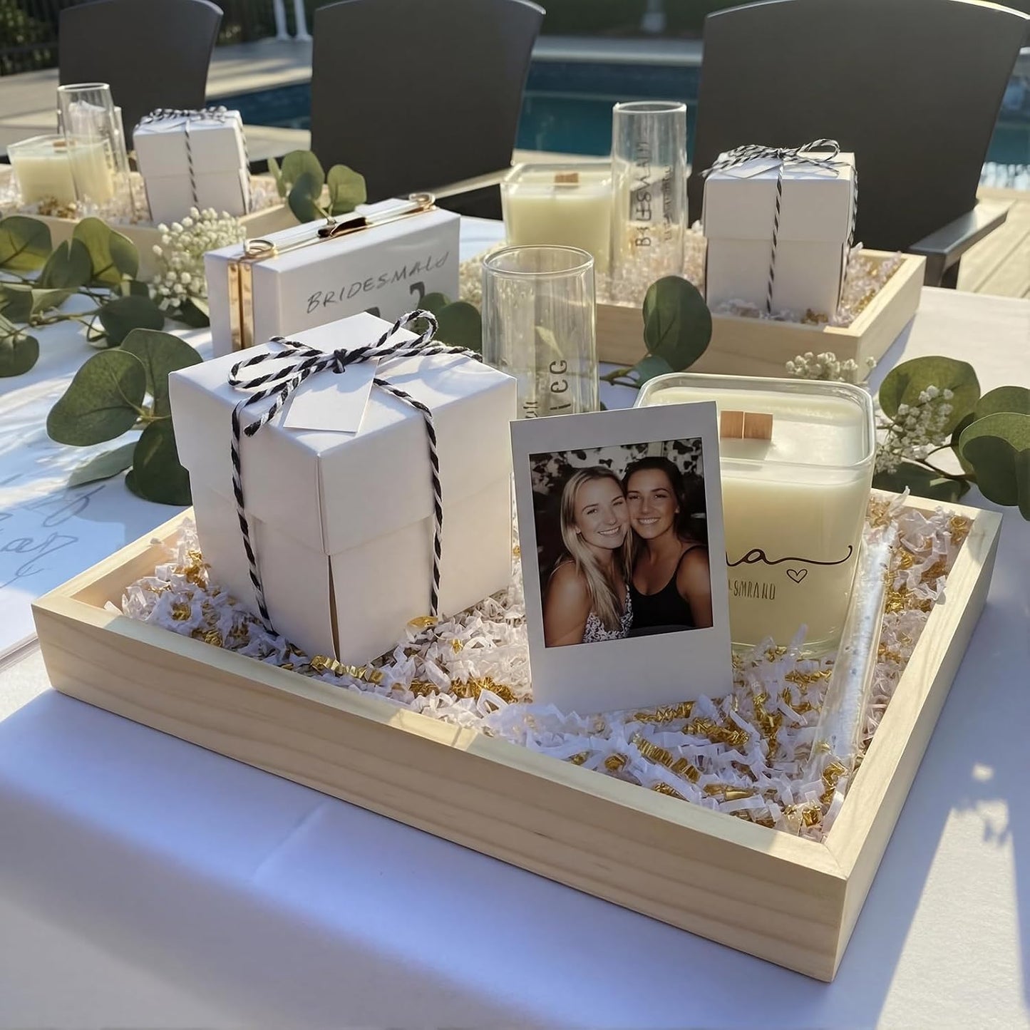 Resurhang 6 Pack Bridesmaid Proposal Wedding Gift Box with Ring Necklace Holder Foldable Gift Box with Twine Will You Be My Maid of Honor Bridesmaid Proposal Bridal Shower Wedding Supplies BST202