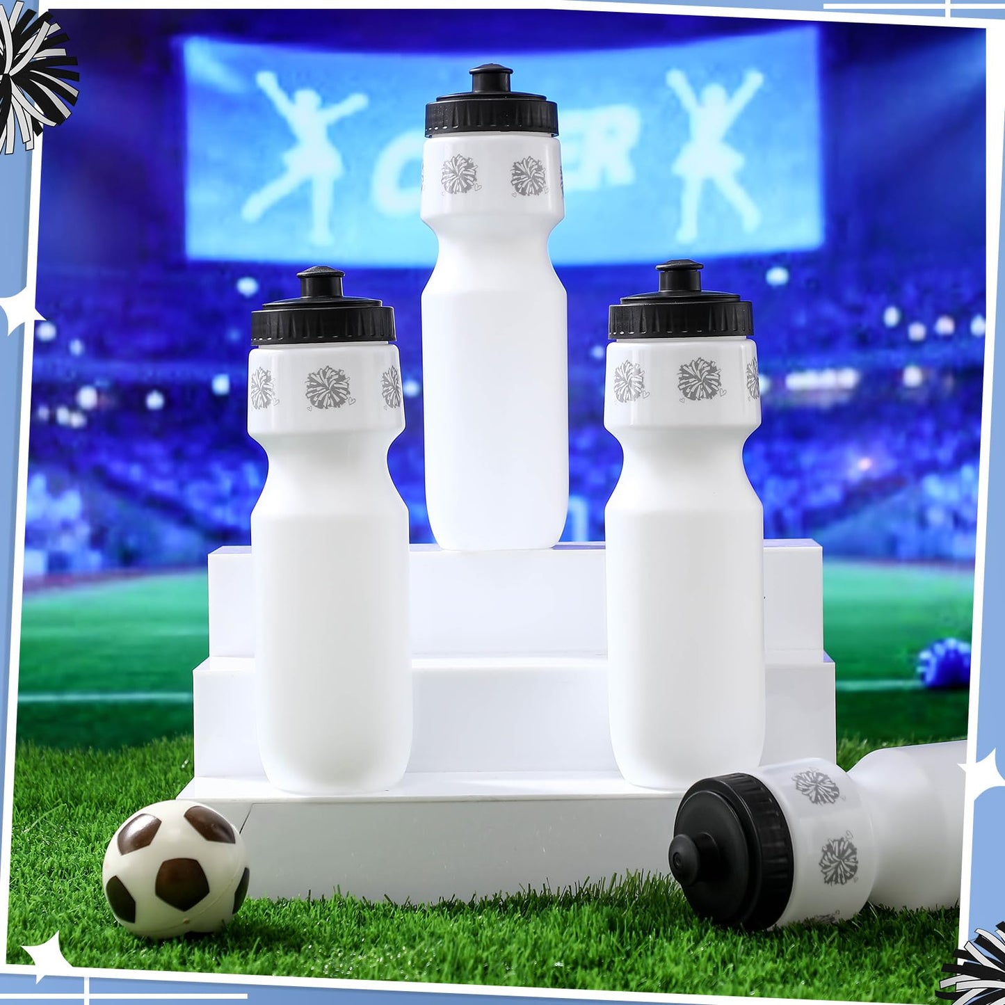 Talltalk 12 Pack Cheerleading Water Bottles Bulk 24 oz Reusable Plastic Cheer Water Bottles with Pull Top Cap Dishwasher Safe Cheerleader Drinking Bottle for Game Sports Dance Party (Rose Red) BST220