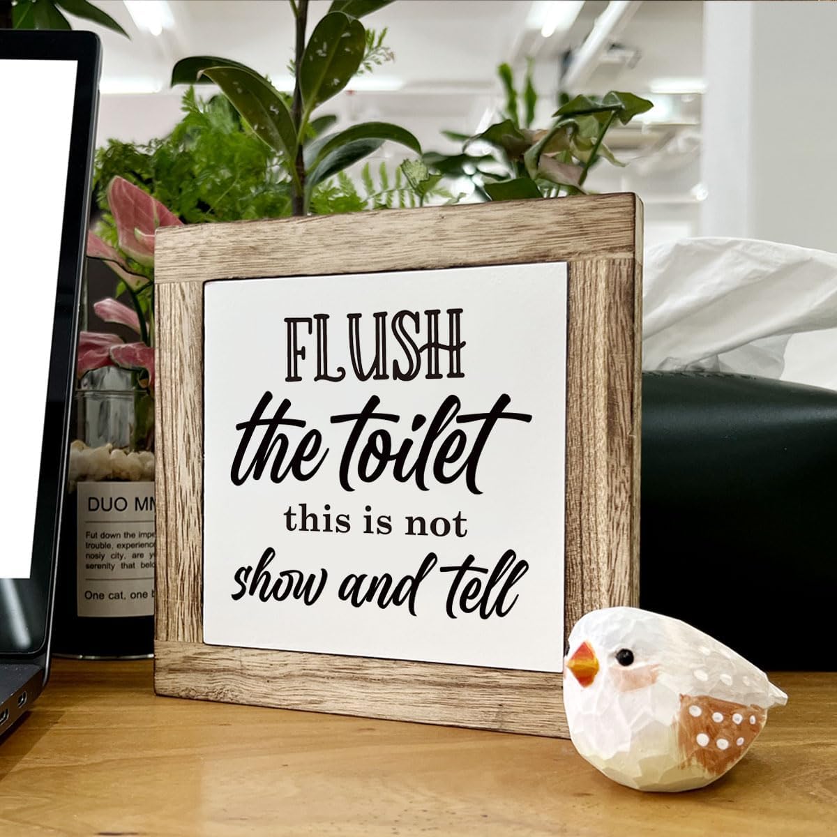 Bathroom Decor, Funny Bathroom Decor, Flush the Toilet This is Not Show and Tell, Wooden Box Signs for Home Decor, Bathroom Decor Tabletop, Kids Bathroom Rules Sign Decor, Bathroom Box Sign B6-71 BST202