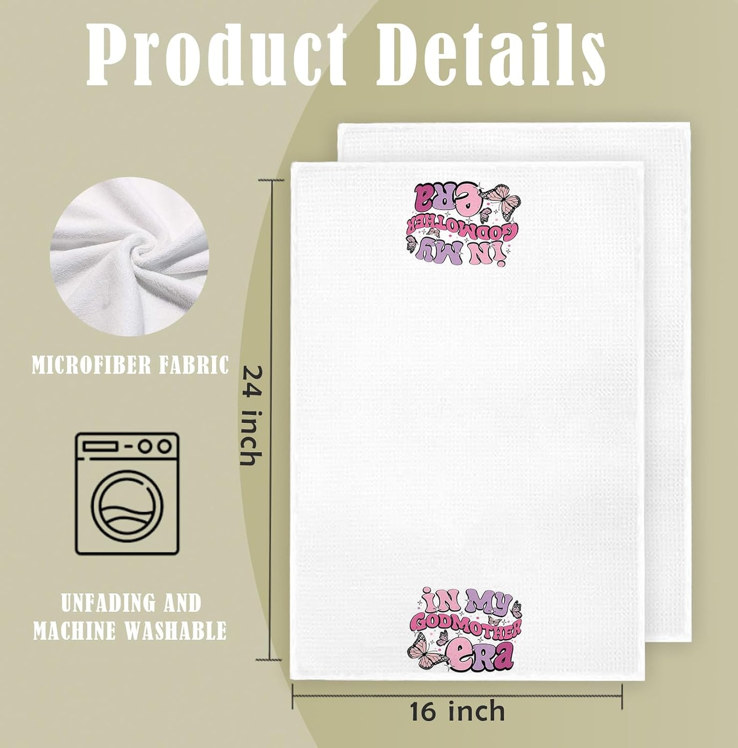 Trendy in My Godmother Era Kitchen Towels, Godmother Dish Tea Towels for Kitchen Decor, God Mother Gifts from Godchild Hand Towels for Bathroom Decor, 16x24 Inch BST202