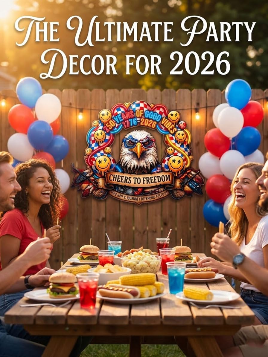 USA 250th Anniversary Wooden Door Sign, 1776-2026 Commemorative Bald Eagle Patriotic Wall Hanging Decor, Cheers to Freedom Party Wreath for July 4th Home Porch Decor (250year-1) BST202