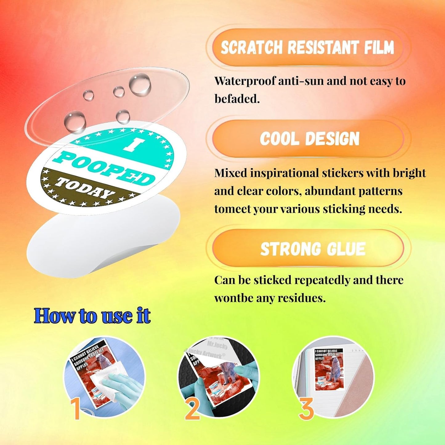 Animal Stickers for Kids, Waterproof Vinyl Stickers for Laptop Phone Guitar Kid Sticker Pack, Kid Classroom Prizes for Elementary Students Luggage Water Bottles Youth Adult Games, Non-Repeating BST326L