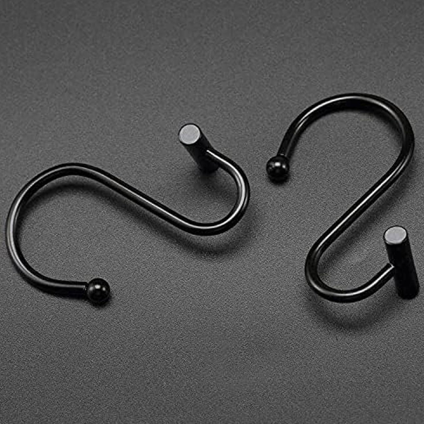 Black Shower Curtain Hooks S Hooks for Hanging Shower Hooks 12 Pack Metal Rustproof Rings with T-Bar Design, Elegant & Durable, Easy to Install for Bathroom, Kitchen, or Wardrobe Rods Curtain Rings BST220