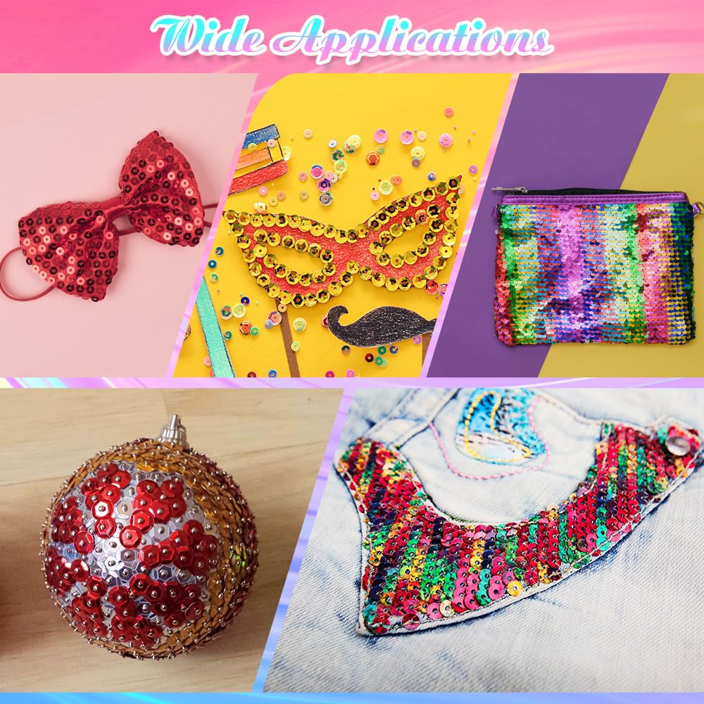 20000 PCS Loose Sequins Bulk Rainbow Cup Sequins 6MM Mixed Round Embroidery Sequin with Box Iridescent Sequin Spangles for Crafts Christmas Ball Wedding DIY Arts Sewing Dress Decoration BST220