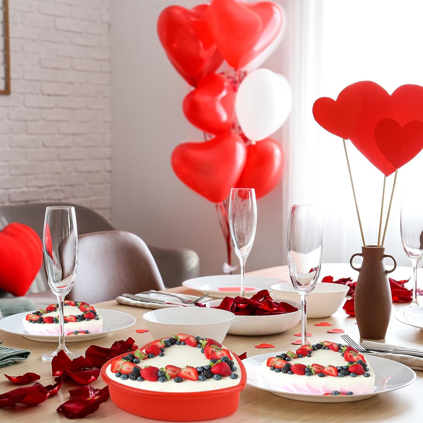 3 Pieces Silicone Heart Cake Pan, 5 8 10 inches Heart Shaped Cake Pan Nonstick Cheesecake Mold Reusable Food Grade Silicone Baking Mold for Baking Brownie Valentine Mother Wedding Birthday Day, Red BST326H