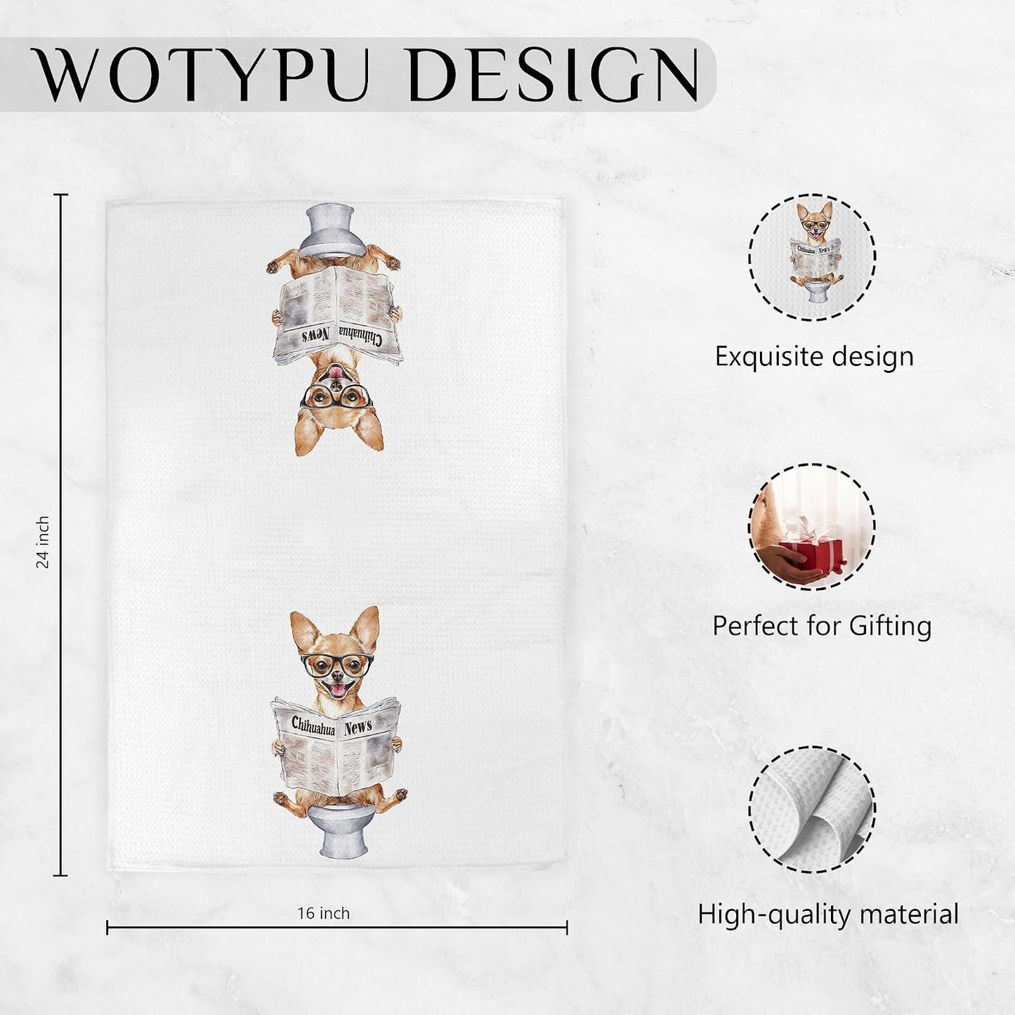Funny Chihuahua Gifts Hand Towels for Bathroom, Chihuahua Gifts for Women Men Decorative Hand Towels for Kids Guest Bathroom Washroom Power Room Vanity Half Bath, 16X24 Inch BST326L
