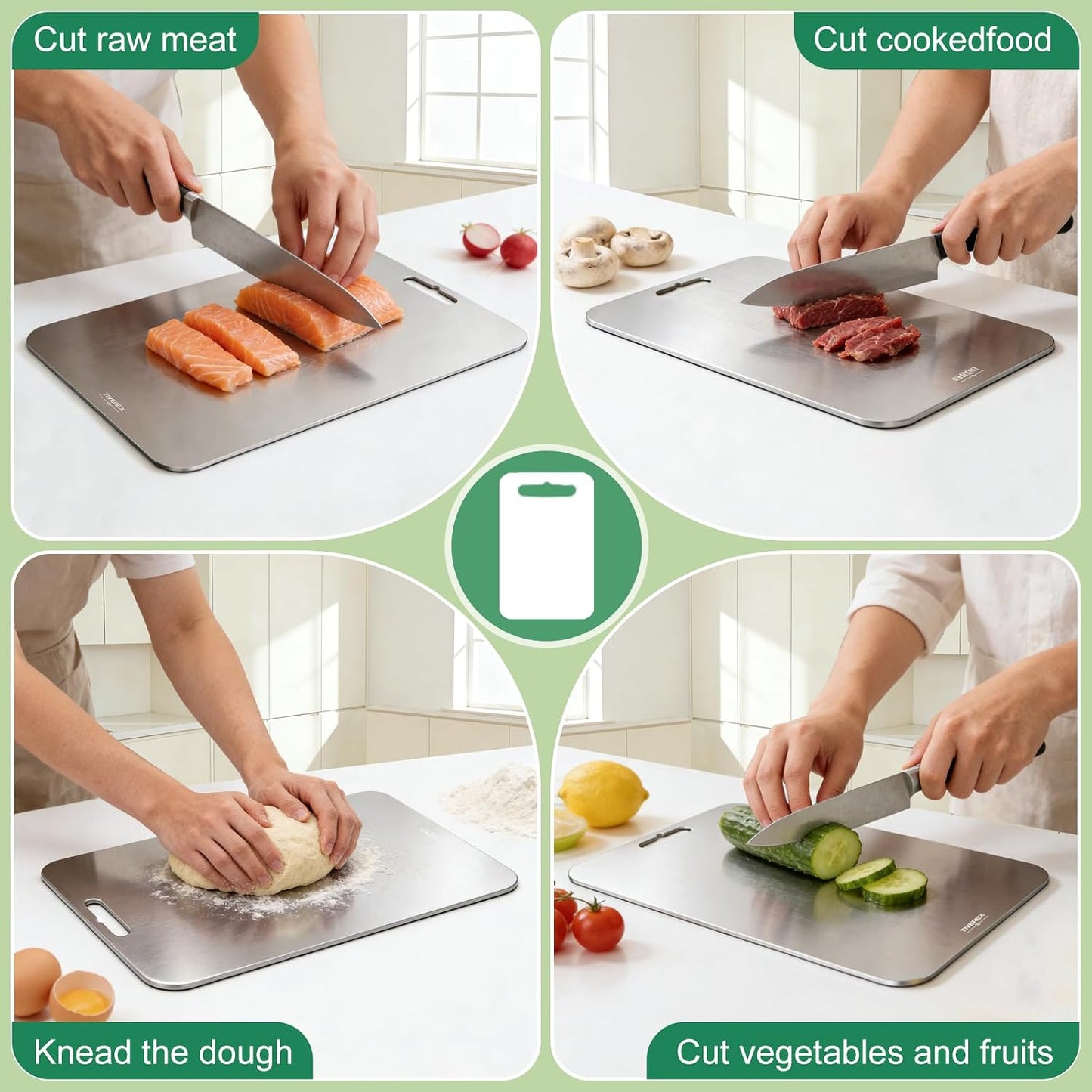 Titanium Cutting Board Set of 3, 100% Pure Titanium Cutting Boards for Kitchen, Easy to clean, Dishwasher, Double Sided Non Toxic Food-Grade Chopping Boards for Meats, Fruits and Vegetables BST202