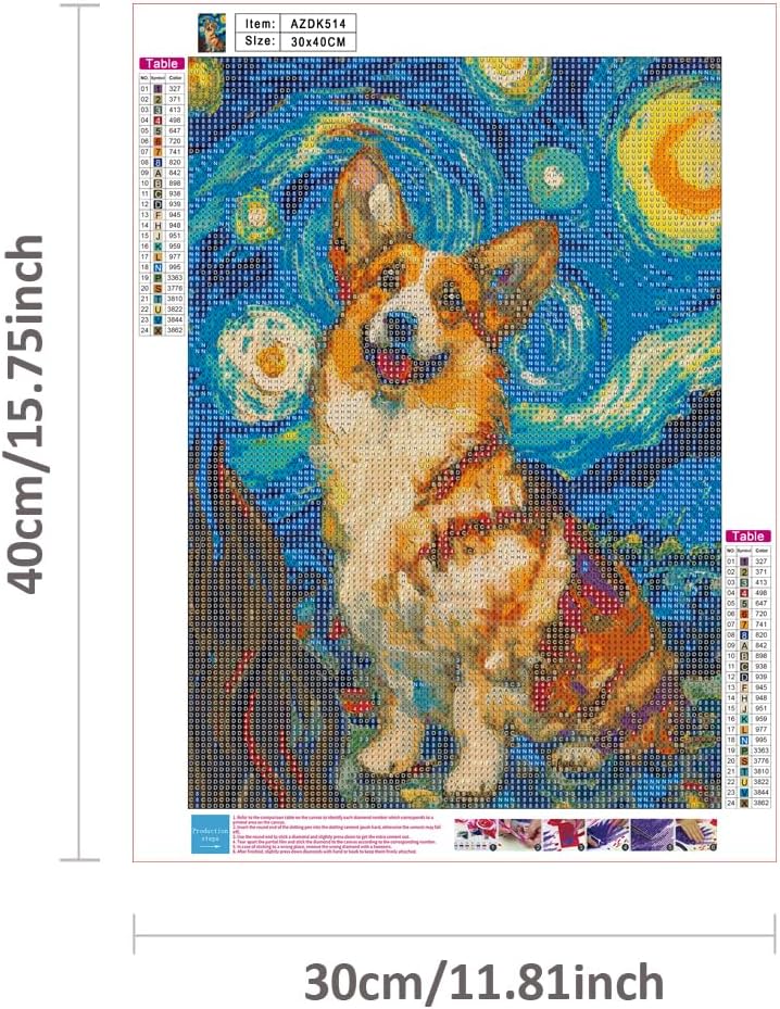 GAIETY Diamond Painting Kits for Adults, Flowers Skull Hummingbird Turtle Diamond Art Set, 5D DIY Full Drill Round Rhinestone Gem Crafts for Home Decor Halloween Christmas Gift (Dog Under Starry Sky) BST326L