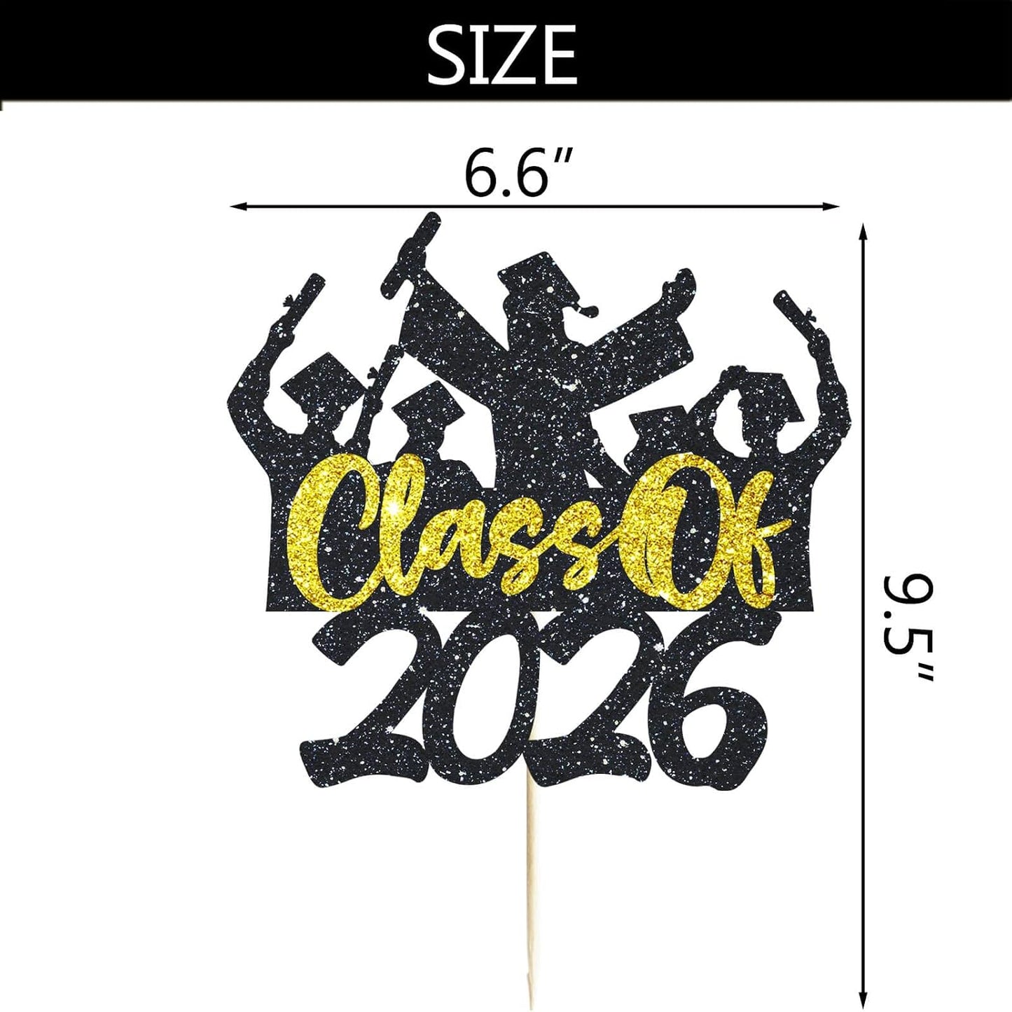 2026 Graduation Cake Topper Gold Glitter Class of 2026 Cake Topper Congrats Grad Party Cake Decor for Senior High School 2026 Graduation Party Cake Supplies Decorations BST202