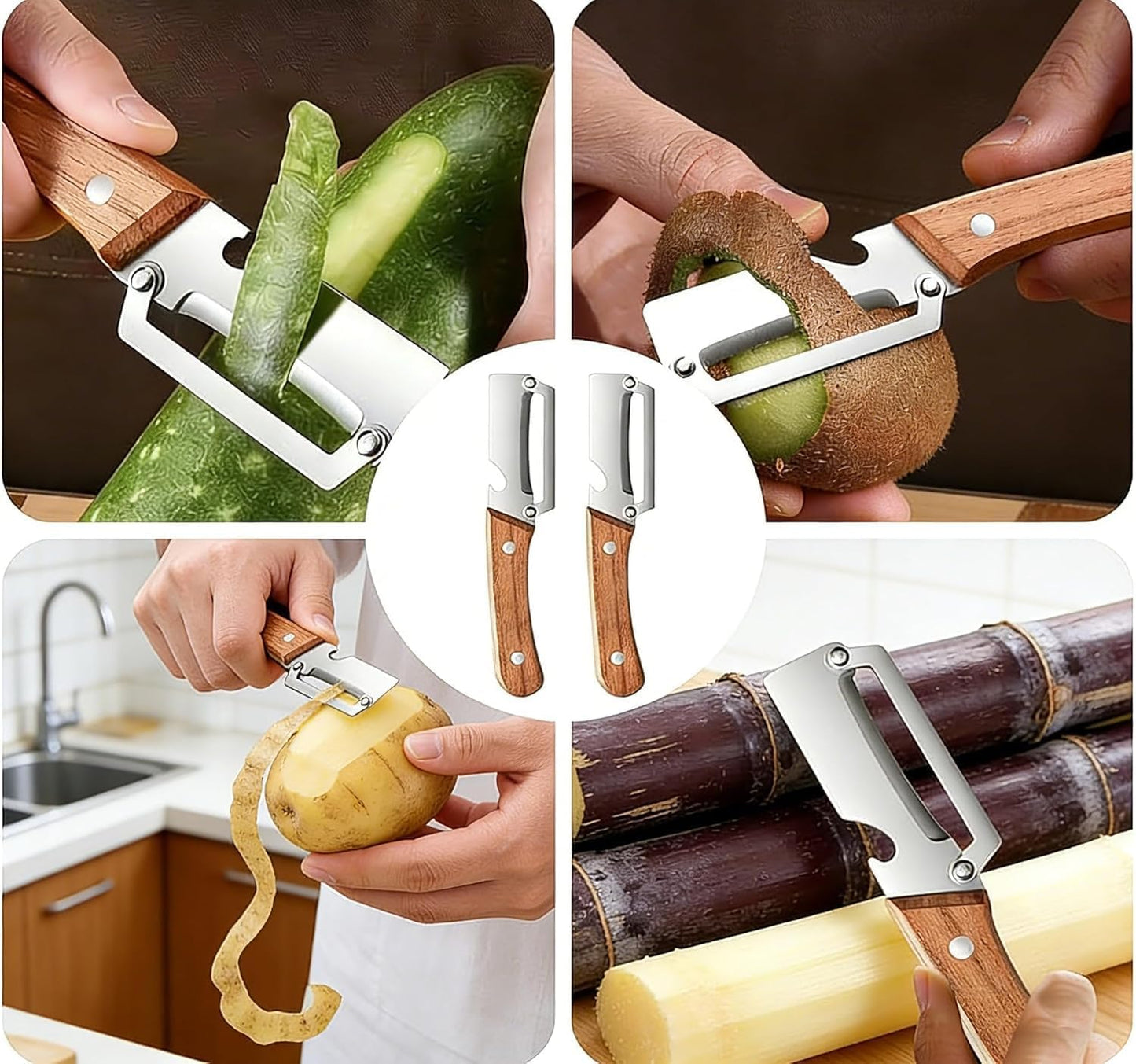 2pcs 2 in 1 Multi Functional Vegetable Peeler, 2 in 1 Fruit Peeler and Bottle Opener,Sturdy and durable, Suitable for potatoes, vegetables, apples, carrots, etc BST202